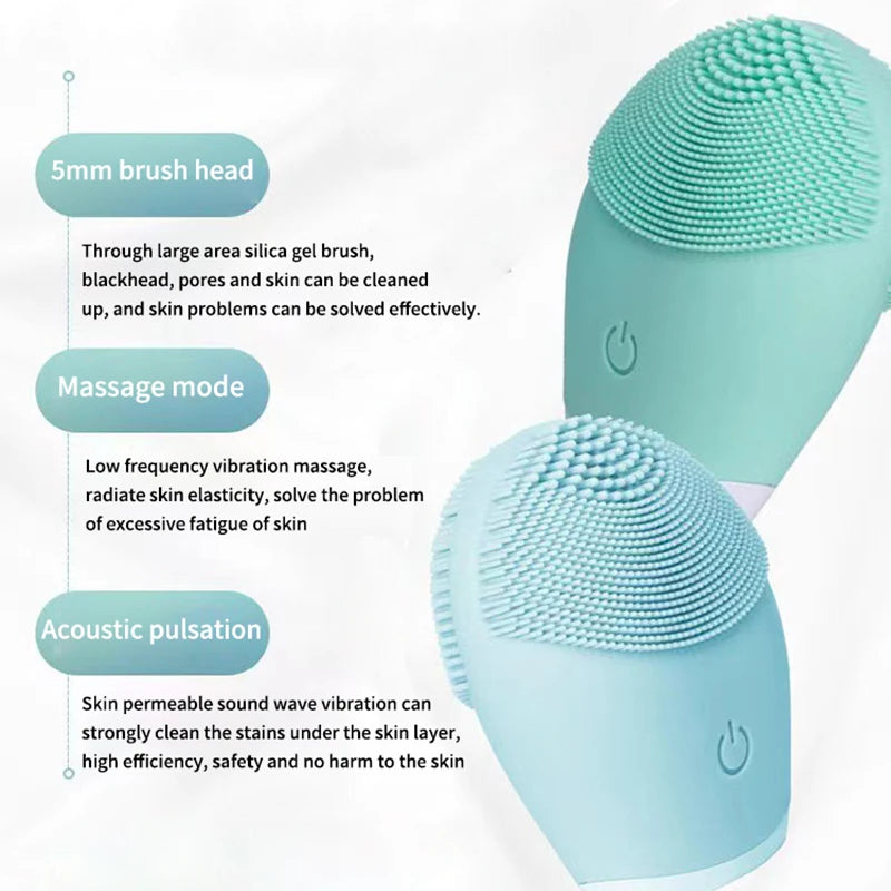Electric Silicone Facial Cleanser | Vibrating Face Wash Brush
