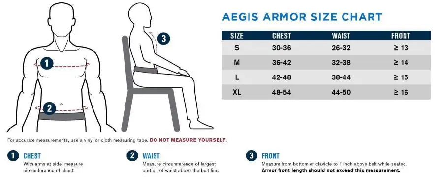  Cut-Resistant Jacket size chart infographic showing body measurement instructions with labeled chest, waist, and front measurements, alongside a size table from S to XL.