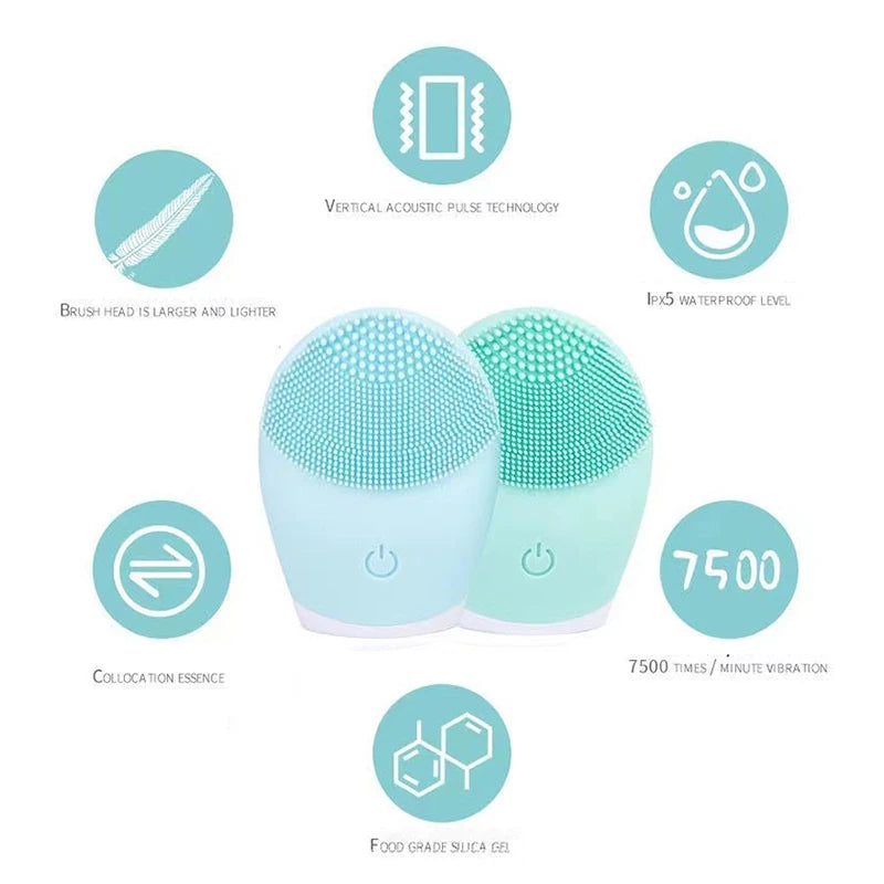 Electric Silicone Facial Cleanser | Vibrating Face Wash Brush